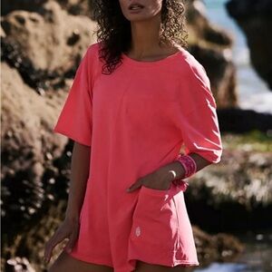 NWOT Free People Movement Hot Shot Romper Size Small in Electric Sunset